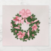 Roze Poinsettia Wreatflesetiket Sparkling Wijnetiket (Enkel label)