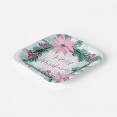 Roze Poinsettias Bloemen Kerst Papier Bord (Gebogen)