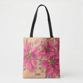 Roze Poinsettias Canvas tas