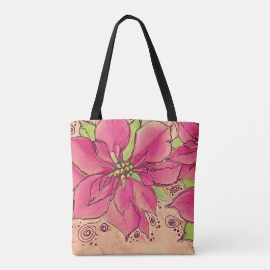 Roze Poinsettias Canvas tas (Achterkant)