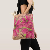 Roze Poinsettias Canvas tas (Dichtbij)