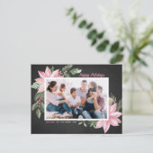 Roze Poinsettias Chalkboard Prettige feestdagen Fo (Staand voorkant)