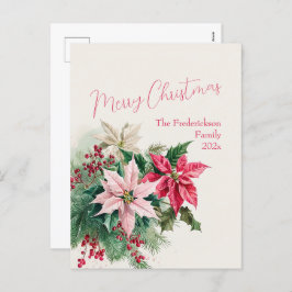 Roze Poinsettias Elegant Briefkaart