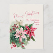 Roze Poinsettias Elegant Briefkaart (Voorkant)