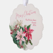 Roze Poinsettias Elegant Papier Ornament Kaart (Links)