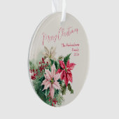 Roze Poinsettias Elegant Ronde Ornament (voorkant)