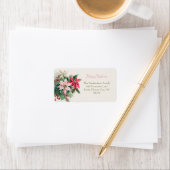 Roze Poinsettia's Elegante Kerst Etiket (Insitu)