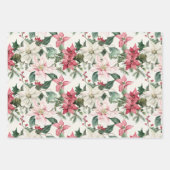 Roze Poinsettia's Elegante Kerst Inpakpapier Vel (Voorkant)