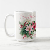 Roze Poinsettia's Elegante Kerst Koffiemok (Links)