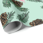 Roze Poinsettias en Pinecone Wrapping Papier (Rol Hoek)