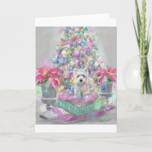 Roze Poinsettias Feestdagen Kaart (Voorkant)