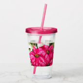 Roze Poinsettias Floral Holiday Acryltumbler Acryl Drinkbeker (Achterkant)