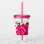Roze Poinsettias Floral Holiday Acryltumbler Acryl Drinkbeker (Voorkant)