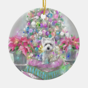 Roze Poinsettias Keramisch Ornament