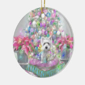 Roze Poinsettias Keramisch Ornament (Links)