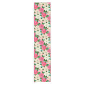 Roze Poinsettias Kerstmis Korte Tafelloper (Voorkant)