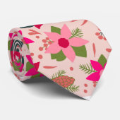 Roze Poinsettias Stropdas (Opgerold)