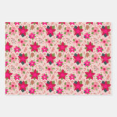 Roze Poinsettias Verpakkingspapier Inpakpapier Vel (Voorkant 2)