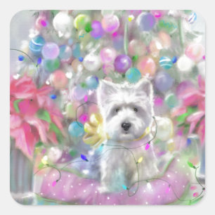 Roze Poinsettias Vierkante Sticker