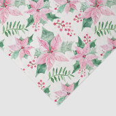 Roze Poinsettias Vintage Kerstmis Tissuepapier (Detail)