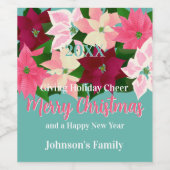 Roze Poinsettias Wijn Etiket (Enkel label)