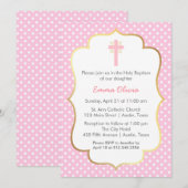 Roze poka Dot Baptisme met Grens en Goud Kaart (Voorkant / Achterkant)