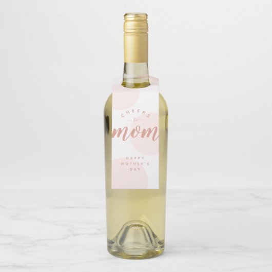 Roze poka Dot Cheers to mam Bottle Hanger Labels (Op fles)
