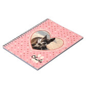 Roze poka Dot Crosshatch Heart Foto Lijst Notitieboek (Linkerzijde)