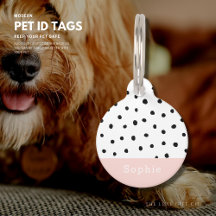 Roze poka Dot Dog Pet Tag Small