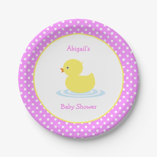 Roze poka Dot Duck Baby shower Paper Bord (Voorkant)