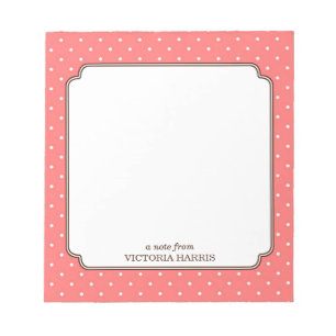 Roze poka dot gepersonaliseerd girale blocnote