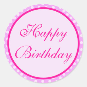 Roze poka Dot Happy Birthday Sticker