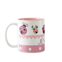 Roze poka Dot Heart Ladybug Aangepaste naam
