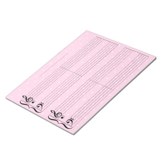 Roze poka Dot Kinder Extra Wide Rule Piano Nr Notitieblok (Schuin)