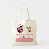 Roze poka Dot Ladybug Heart Book Bag Tote Bag (Voorkant)