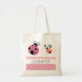 Roze poka Dot Ladybug Heart Book Bag Tote Bag