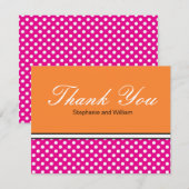Roze poka Dot met Oranje bruiloft Hartelijk dank Bedankkaart (Voorkant / Achterkant)