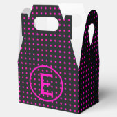 Roze poka Dot Monogram Favor Box Bedankdoosjes (Geopend)