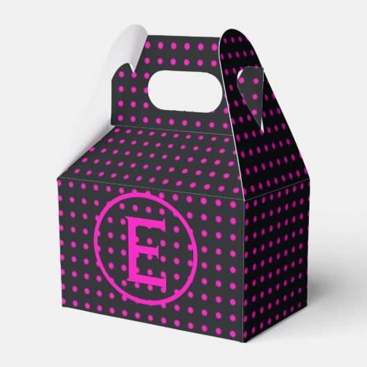 Roze poka Dot Monogram Favor Box Bedankdoosjes (Voorkant Zijde)
