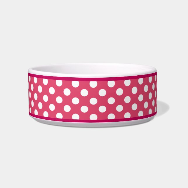 Roze poka Dot Pattern Small Ceramic Dog Bowl Voerbakje (Rechts)
