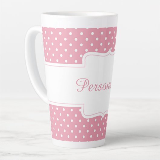 Roze poka Dot personaliseren Latte Mok (Linkerhoek)