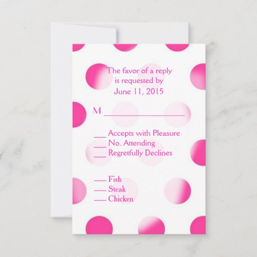 Roze poka Dot RSVP met Entree Choice (Voorkant)