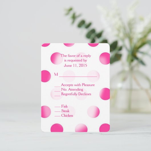 Roze poka Dot RSVP met Entree Choice Kaartje (Staand voorkant)
