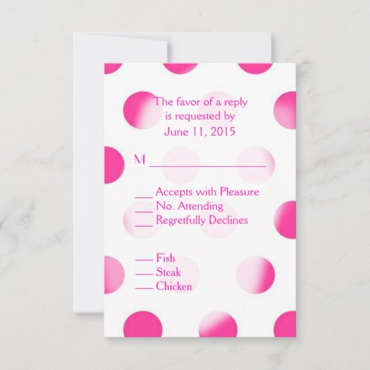 Roze poka Dot RSVP met Entree Choice Kaartje (Voorkant)