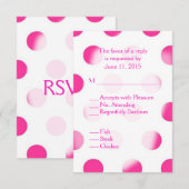 Roze poka Dot RSVP met Entree Choice Kaartje (Voorkant / Achterkant)
