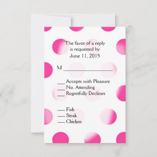 Roze poka Dot RSVP met Entree Choices (Voorkant)