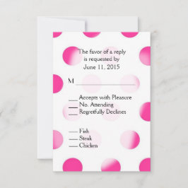 Roze poka Dot RSVP met Entree Choices Kaartje