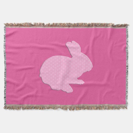 Roze poka Dot Silhouette Bunny Throw Blanket Deken (Voorkant)