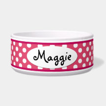 Roze poka Dot Speciaal ontworpen Ceramic Dog Bowl