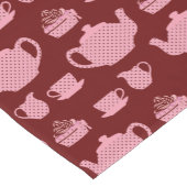 Roze poka Dot Tea set on Burgundy Pattern Korte Tafelloper (Hoek)